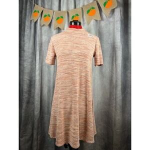 Loft Coral, Pink Knit Short Sleeve Shift Dress Size XS Sweater Feel